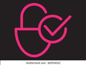 padlock check for secure icon
