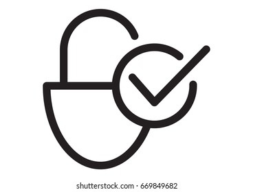 padlock check for secure icon