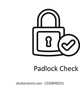 Padlock Check Vector  outline Icon Design illustration. User interface Symbol on White background EPS 10 File