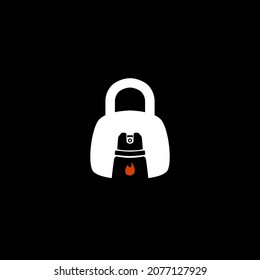 El arma de padlock y chile spray defiende la inspiración del logo de la ilustración vectorial