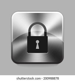 Padlock chrome button or icon vector illustration