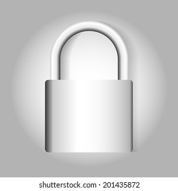 Padlock chrome icon on gray background vector illustration