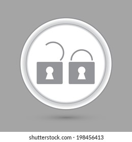 padlock. circle grey icon with a shadow.