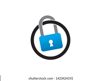 Padlock and Circle Logo Template, Icon, Symbol