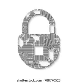 padlock circuit on white