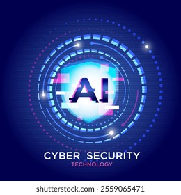 Padlock in the circular circuit. Cyber security technology concept abstract background. AI technology data protection system, Internet security and safety information personal, Vector and Illustration