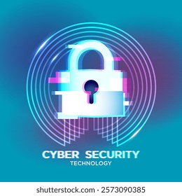 Padlock in the circular circuit. Cyber security technology concept abstract background. Technology data protection system, Internet security and safety information personal, Vector and Illustration.