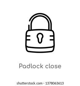 padlock close vector line icon. Simple element illustration. padlock close outline icon from security concept. Can be used for web and mobile