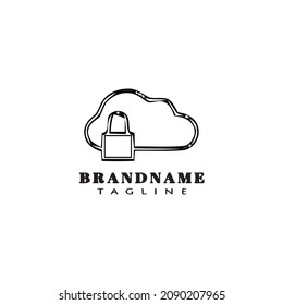 padlock with cloud logo cartoon design template icon black modern vector illustration