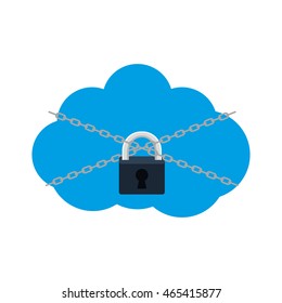 padlock cloud security system protection technology icon. Isolated and flat illustration. Vector graphic