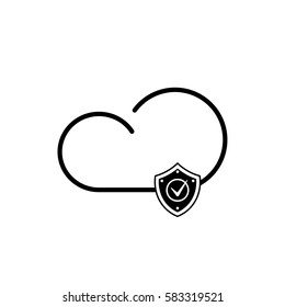 Padlock cloud security system protection technology icon. Isolated and flat illustration. 