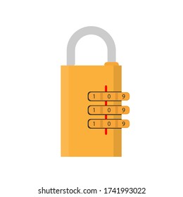 Padlock with code. Padlock for doors, safes and suitcases. Flat style. Vector.