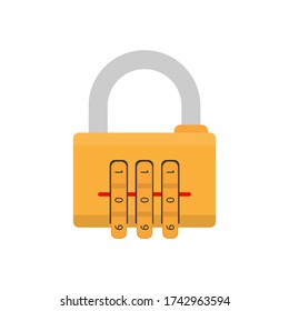 Padlock with code. Padlock for doors, safes and suitcases. Flat style. Vector.