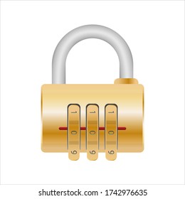 Padlock con código. Reloj para puertas, cajas fuertes y maletas. Vector.