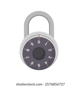 Padlock with Code Number Flat Illustration. Clean Icon Design Element on Isolated White Background