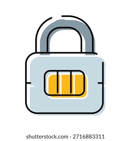 Vorhängeschloss-Kombinationsschloss-Grafiksymbol, das Sicherheit, Datenschutz und Schutz beim Zugriff auf oder Teilen von digitalen Daten und vertraulichen Informationen veranschaulicht