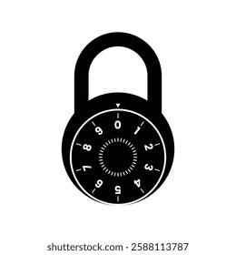 Padlock Combination Silhouette. Black and White Icon Design Elements on Isolated White Background