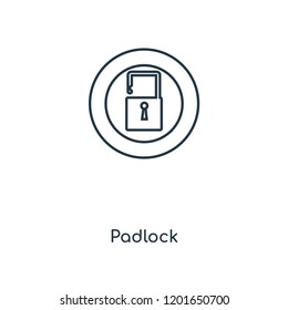 Padlock concept line icon. Linear Padlock concept outline symbol design. This simple element illustration can be used for web and mobile UI/UX.