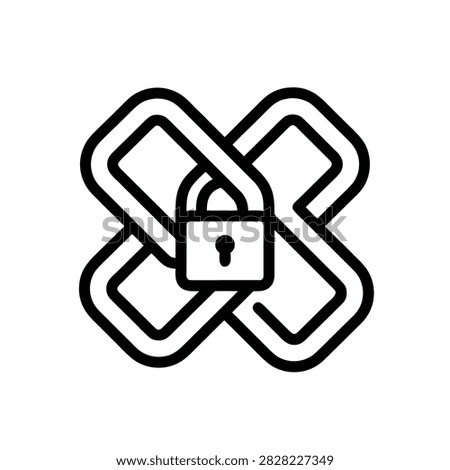Padlock and connection symbol representing encrypted data, secure connections, privacy, and network security.
