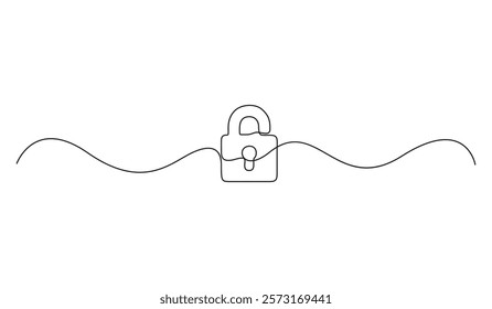 Padlock continuous line drawing vector illustration
