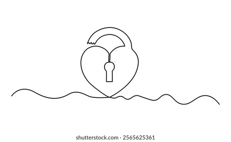 Padlock Continuous one line drawing icon illustration