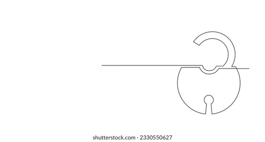 Padlock in continuous single line drawing style. One line drawing of lock. Drawing of padlock, security protection symbol. Security symbol for concept of information, internet, business protection