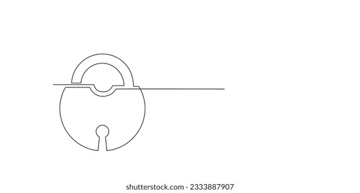 Padlock in continuous single line drawing style. Drawing of padlock, security protection symbol. One line drawing of lock. Security symbol for concept of information, internet, business protection