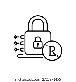 Candado con símbolo de Derechos de autor y concepto de seguridad de llaves