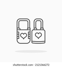 Padlock couple line icon. Editable stroke and pixel perfect. Can be used for digital product, presentation, print design and more.