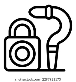 Padlock crowbar icon outline vector. Burglary tool. Hand metal