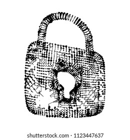 Padlock cyber security concept. Lock symbol from lines and dots, point connecting network. Wireframe low poly mesh vector illustration