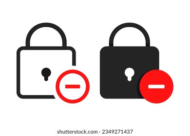 Icono de borrado de bloqueo. Vector de ilustración