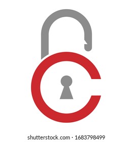 padlock design concept. Letter C