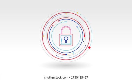 Padlock digital tech logo icon security concept abstract background