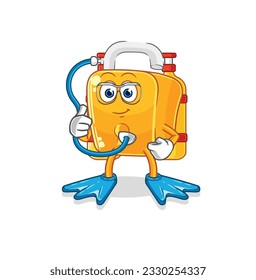 la caricatura del buceador de candado. vector de mascota de dibujos animados