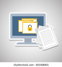 padlock and document design, vector illustration
