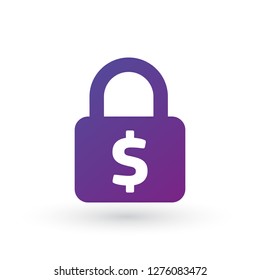 Padlock with dollar sign icon. Vector illustration isolated on white background.