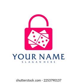 Plantilla vectorial del logotipo de Padlock Domino, conceptos de diseño del logotipo de Creative Domino