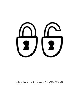 padlock doodle icon vector hand drawing 