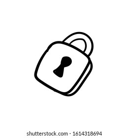 padlock doodle icon vector hand drawing 