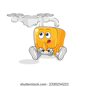 the padlock with drone character. cartoon mascot vector