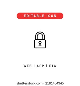 padlock editable stroke icon, outline icon for web, app, presentation, etc
