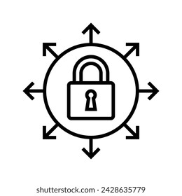 padlock with expand arrow icon vector