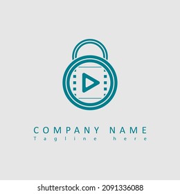 Padlock and film roll vector logo design