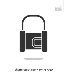 Padlock. Flat black icon lock. Object of safety, protection.