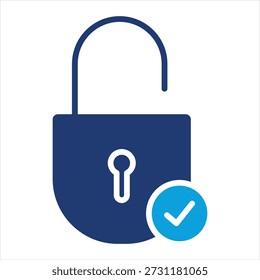 Colección de icono azul plana de candado