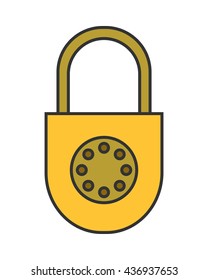 Padlock. Flat color icon lock. Object of safety, protection. 