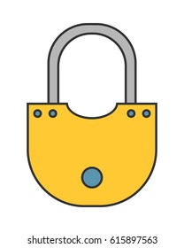 Padlock. Flat color icon of lock isolated. Object of safety, protection. Vector
