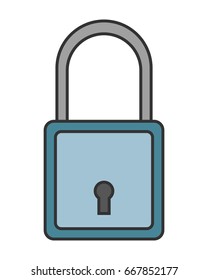 Padlock. Flat colored icon of lock isolated on white background. Object of safety, protection.
