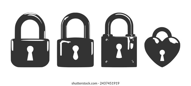 padlock flat design. black isolated white background